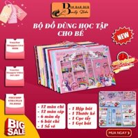 Bộ đồ dùng học tập 9 chi tiết dành cho bé trai và bé gái - Hộp dụng cụ học sinh siêu cute, Set dụng cụ học tập cho bé