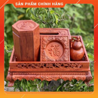 Bộ đồ dùng làm từ gỗ hương gồm khay chân quỳ, hộp đựng trà, hộp đựng giấu ăn, lọ đựng tăm, gạt tàn . Trung thu, Tết, Lễ