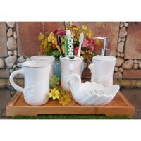 BỘ ĐỒ DÙNG NHÀ TẮM GỐM SỨ ĐẸP GIÁ RẺ🍀KHAY ĐỂ XÀ PHÒNG