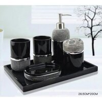 Bộ đồ dùng nhà tắm resin đính hạt KSL006 6 món