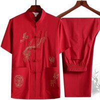Bộ đồ đường phong cách Trung Quốc mới Hanfu Nam Bộ đồ ngắn tay mỏng X4JJ