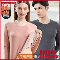 Bộ Đồ Giữ Nhiệt Mùa Đông De Nhung áo mặc trong giữ ấm đồ lót cặp đôi nam nữ dày dặn lót nhung áo thu lụa quần thu mặc trong Cashmere