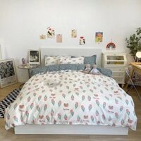 Bộ đồ giường bốn món bằng cotton giặt phong cách tươi mới, ga trải giường, vỏ chăn, quà tặng, đồ dùng giường ngủ, ba món cho ký túc xá sinh viên, bán buôn