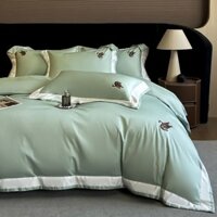 Bộ Đồ Giường Thêu Cotton Dài2024Sản Phẩm Mới Mùa Xuân Và Mùa Hè, Chăn Ga Trải Giường Satin, Chăn Ga Gối Đệm Cao Cấp