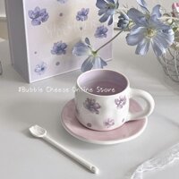 Bộ Đồ Gốm Sứ Cốc Và Đĩa Cà Phê Cao Cấp Màu Tím Instagram Thiết Kế Cốc Nhỏ Sang Trọng Nhẹ Dành Cho Nữ Quà Tặng Tay