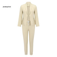 Bộ đồ hai mảnh JET Bộ áo khoác và quần trang trọng 2 mảnh sành điệu dành cho nữ Trang phục công sở Slim Fit cho công việc hoặc sự kiện Áo len và quần bút chì có ve áo thanh lịch cho Đông Nam