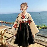 Bộ đồ Hanfu cải tiến mới hoa trà đen hoa mẫu đơn phong cách retro phương Đông cho cô gái cosplay đồng phục lớp học