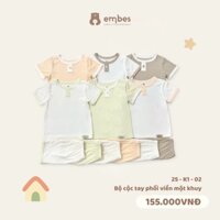 Bộ Đồ Hè Cho Bé Embes, Set Quần Áo Ngắn Tay Chất Thun Tăm Đính Cúc Cho Bé Trai Bé Gái Size 8-18kg