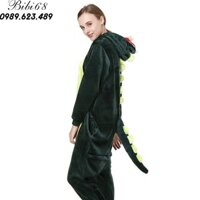 Bộ Đồ hình thú Khủng Long xanh Pijama dành Cho Người Lớn và Trẻ Em Hoạt Hình Cosplay