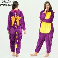 Bộ Đồ hình thú liền thân lông mịn Pijama dành Cho Người Lớn và Trẻ Em Hoạt Hình Cosplay - S