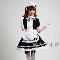 Bộ Đồ Hóa Trang Cô Hầu Gái Anime Màu Trắng Đen Nhẹ 2 Món Phong Cách Lolita.A7