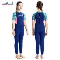 Bộ đồ lặn trẻ em DIVE&SAIL 2.5MM, áo bơi ngắn tay một mảnh, đồ bơi giữ nhiệt cho bé gái, chống lạnh, quần dài lặn và lướt sóng
