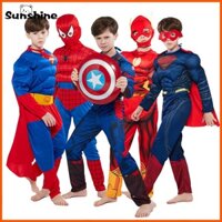 Bộ Đồ Liền Thân Hóa Trang Nhân Vật Siêu Anh Hùng Trong Phim Spiderman Thor Hulk Cơ Bắp Cho Bé Dịp Halloween