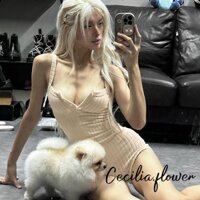 Bộ đồ liền thân nữ không tay lưng có gân chắc chắn Slim Fit Áo liền quần mùa hè Clubwear