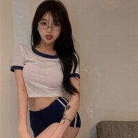 Bộ đồ lót 2 mảnh áo lót siêu gợi cảm phong cách preppy hóa trang nữ sinh gợi cảm cho nữ có size lớn