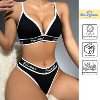 Bộ đồ lót 2 mảnh viền trắng Sweet - KO CÓ MÚT NGỰC