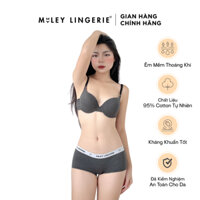 Bộ Đồ Lót Cotton Có Gọng Lưng Logo Kết Hợp Quần BoyShort Cá Tính Màu Xám Being Me Miley Lingerie