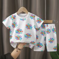 Bộ đồ lót Cotton nguyên chất mùa hè cho trẻ em Quần Short ngắn tay bé trai bé gái