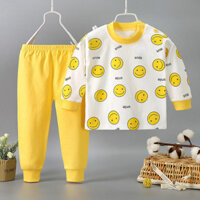 Bộ đồ lót cotton nguyên chất mùa thu trẻ em quần áo mùa thu và quần dài bé trai và bé gái quần áo nhà nhỏ và