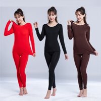 Bộ đồ lót giữ nhiệt nữ màu đỏ tươi cho năm sinh, bộ áo và quần giữ nhiệt cotton modal mùa đông vừa vặn