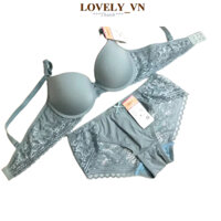 Bộ đồ lót Lovely Việt Nam ren cúp ngang mút vừa 3cm 4318