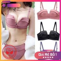Bộ đồ lót nữ, áo lót nữ, áo ngực nữ cúp ngang không gọng đệm dày nâng ngực chống xệ mút kép,khoét ngực chữ V sexy