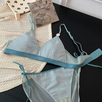 Bộ đồ lót nữ mỏng cúp ngực quần lót thoải mái đồ lót không dây triangle cup bralette