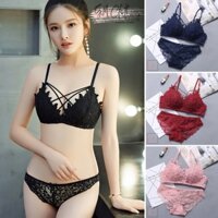 Bộ đồ lót nữ ren hoa sexy áo ngực không gọng và quần lót ren quyến rũ