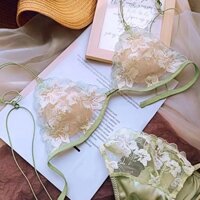 Bộ đồ lót ren Áo ngực không dây Quần lót nữ Đồ lót siêu mỏng Áo ngực thêu tinh tế