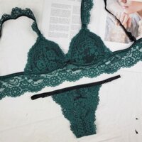 Bộ đồ lót ren không gọng mút vừa gợi cảm màu xanh quần dây - Áo ngực sexy by NHÀ SÒ Bralette NS199