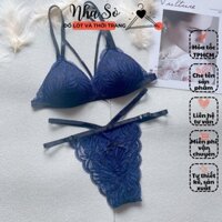 Bộ đồ lót ren màu xanh đen 🔥NS254 áo không gọng mút vừa by Nhà Sò