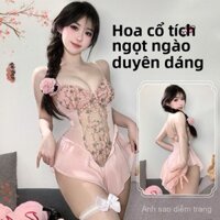 Bộ đồ lót sexy không đáy Domi La Pure Desire Deep V hoa F746, váy ngủ thanh lịch và sexy.