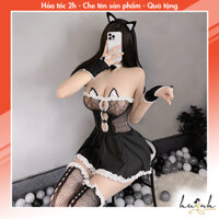 Bộ Đồ Lưới Cosplay Mèo Đen Sexy Đầy Đủ Phụ Kiện - CO35