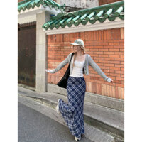 Bộ Đồ Mặc Đầu Mùa Thu, Áo Khoác Nữ Dài Tay Áo Yếm Khoác Ngắn, Váy Kẻ Sọc Ba Mảnh Ngọt Ngào Và Mát Mẻ