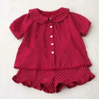 Bộ đồ mặc nhà cho bé gái và mẹ phối cổ bèo dễ thương size đại 14-45kg M3 NHẬT HÀ, bộ Pijama chất thô đũi siêu mát.