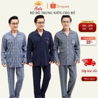 Bộ đồ mặc nhà cho người già, pyzama vải cho ông dài tay