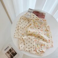 Bộ đồ mặc nhà dài tay pijama cho bé trai bé gái chất xô Muslin mềm, nhẹ, thoáng