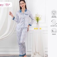 Bộ đồ mặc nhà nữ pijamas lụa SUNFLY áo dài quần dài ST8753