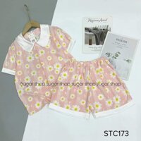 Bộ đồ mặc nhà Pyjamas lụa mango cao cấp, bộ ngủ quần đùi, màu hồng