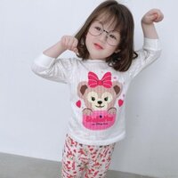 Bộ Đồ Mặc Nhà Vải Cotton Tay Lửng In Hoạt Hình Thời Trang Mùa Hè Cho Bé