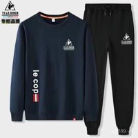 Bộ đồ mặc thường ngày Gà trống mùa xuân và mùa thu 2024 cho nam Áo len mặc thường ngày ôm vừa vặn cỡ lớn Quần dài bó chân Bộ hai chiếc cho nam