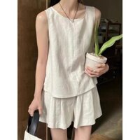 Bộ đồ mùa hè Bộ đồ vải lanh Cotton Bộ đồ nữ Bộ đồ thời trang Bộ đồ nữ Bộ đồ nữ