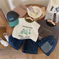 Bộ Đồ Mùa Hè Cho Bé Trai Áo Sát Nách+Quần Denim Mùa Hè 2025 Hàng QCCC