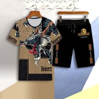 Bộ đồ mùa hè mới bằng lụa băng, quần short nam nhanh khô, áo phông lụa băng mỏng đẹp, bộ đồ thể thao nam đầy đủ
