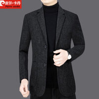 Bộ đồ mùa xuân và mùa thu cho bố Pierre Cardin, bộ đồ thường ngày chính hãng, áo khoác len nam, trang phục len cho nam giới trung niên
