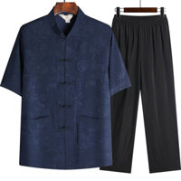 Bộ đồ nam cho trung niên và người già phong cách Trung Hoa, set nam đẹp cho ông cho bố vải băng lụa mềm mại thoáng mát