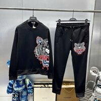 Bộ Đồ Nam Dài Tay Thu Đông KZ Nỉ Gai In Logo Hình Mặt Hổ Vằn Đỏ Viền Thân Bo Ống 2 Lớp Cao Cấp Hottrend 2024
