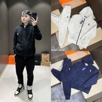 Bộ đồ nam dài tay thu đông RLX áo khoá mũ nỉ chân cua trơn thêu logo ngựa chiến binh ngực basic/-strong/-heart:>:o:-((:-