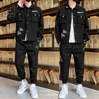 Bộ đồ nam kaki dài tay cổ bẻ túi hộp kết hợp quần jogger sọc bo gấu cá tính STYLE MARVEN SET NAM 90000124 - Hàng mới về