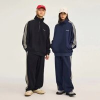 Bộ đồ nam KYUSHUAD dài tay + quần dài kiểu Mỹ retro ba thanh cardigan áo khoác cặp đôi dáng rộng